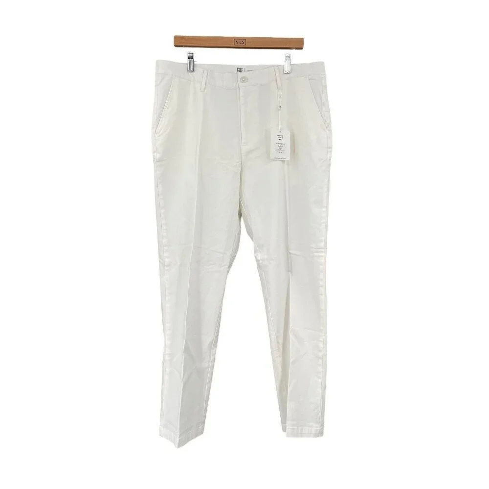 Graham Luxe Mens White Slim Fit Pants 38x30 Golf Pants